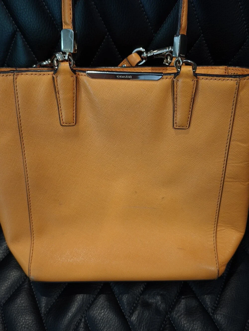 Coach Orange Leather Tote Bag